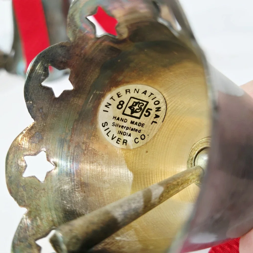 Lot Of 9 Vintage International Silverplate Co. Silver Plated Bells Christmas